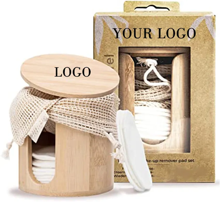 Pano de algodão de bambu reutilizável, 2 camadas, pano facial, 100% algodão, bambu, lavável, removedor de maquiagem, com bolsa de lavanderia, imperdível