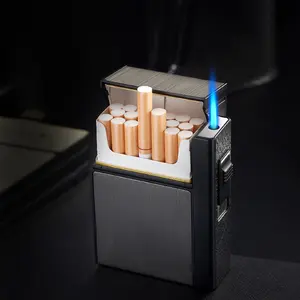 定制批发便携式金属塑料金盒带usb打火机烟火一体式盒