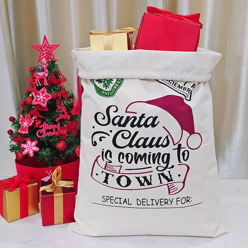 50*70CM Ourwarm Christmas Large Santa Sack Felt Candy Gift Bag Canvas Storage Bags Kids Christmas Decoration Happy New Year 2024
