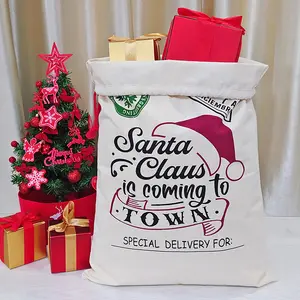 50*70CM kami hangat natal besar Santa karung merasa permen tas hadiah kanvas penyimpanan tas Anak dekorasi Natal Selamat Tahun Baru 2024