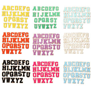 Personalizado DIY 6,2 cm 5,5 cm Chenille Glitter 26 letras parche palo en bordado autoadhesivo amarillo alfabeto letras parches - Product Image 5