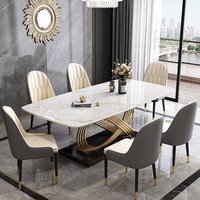 Ensemble de table et chaises de salle à manger modernes et simples en pierre frittée pour 6 personnes, vente en gros à prix abordable