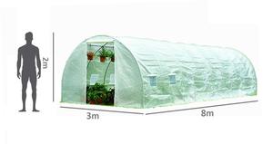 Invernadero de túnel de 8x3x2m, cubierta de PE blanca con protección UV de 140g con puerta con cremallera y 16 ventanas de pantalla <span class=keywords><strong>para</strong></span> ventilación - Product Image 3