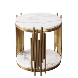 Table basse postmoderne en acier inoxydable et marbre, style luxe léger et simple, pour salon - Product Image 1