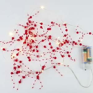 Guirnalda de luces de hadas de perlas LED rojas con pilas para cumpleaños festivo, boda, decoraciones de Navidad DIY - Product Image 5