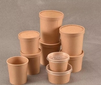 Gobelet à soupe en papier kraft écologique jetable, gobelet à nouilles, récipient à paroi simple blanc, bol avec couvercle, options d'impression personnalisées
