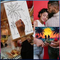 8x10in Fournitures Art Peinture Ensemble Sip et Peinture Kit Adultes Couples Pré Dessiné Toile Peinture Kit pour Date Night Party Favor