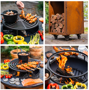 Corten Steel Cooktop Grill Fire Pit Outdoor <b>BBQ</b> Grill <b>Table</b> - Product Image 3