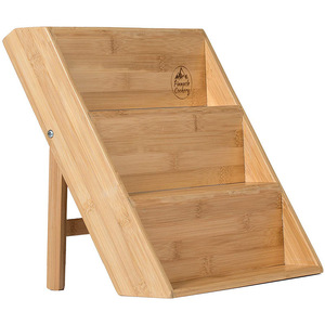 Bamboo <b>Spice</b> <b>Rack</b> Three Tier Wooden Condiment Storage <b>For</b> Kitchen Eco Friendly Rustic Design - Product Image 3