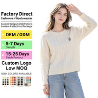 Pull en cachemire 100% tricoté à l'ordinateur pour femme, col rond, manches longues, hiver, vente en gros d'usine, faible MOQ 10 pièces