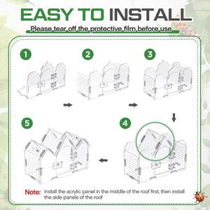 صندوق حيوانات زاحفة شفاف من الأكريليك على شكل قلعة للعناكب القافزة والطراد، مع باب مغناطيسي - Product Image 3