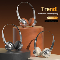 Casque sans fil rétro style vintage avec micro intégré, ajustement confortable, port Type-C pour musique et appels