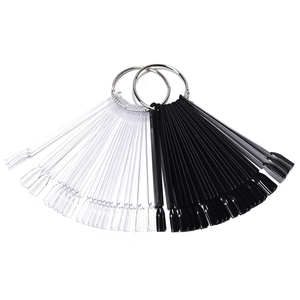 50 pièces d'échantillons d'ongles en plastique en forme d'éventail avec anneau métallique, transparents, naturels, professionnels, pour la pratique et la présentation de couleurs de vernis à ongles et de gel - Product Image 4