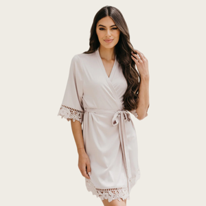 Albornoces de Bambú Personalizados al por Mayor, Albornoces de Spa Elegantes y de Lujo, Albornoces de Modal con Encaje, Vestido de Lujo de Dos Piezas, Ropa de Dormir para Mujer - Product Image 3