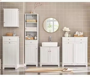 Meuble de rangement blanc pour salle de bain avec <span class=keywords><strong>panier</strong></span> à <span class=keywords><strong>linge</strong></span> inclinable, tiroir, <span class=keywords><strong>panier</strong></span> dissimulé, coffre de rangement, armoire de rangement pour salle de bain, étagère en bois pour <span class=keywords><strong>panier</strong></span> à <span class=keywords><strong>linge</strong></span> - Product Image 6