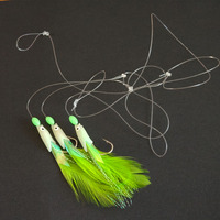 Tête de poisson Alpha Luminous Sabiki Rig 3 Hameçons Plumes de pêche Rigs avec vraie plume