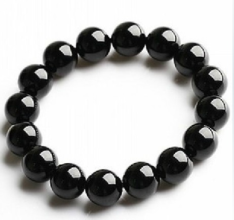 New Young Fashion Natural Genuine Semi-Precious Gemstone Stone Beaded 6mm Black Onyx Bracelet