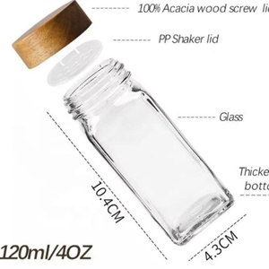 Empty Seasoning Container Organizer Square Glass <b>Spice</b> Shaker <b>Jars</b> with <b>Label</b> - Product Image 2