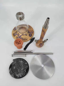 Chicha en bois élégante avec un design éclair, ensemble en bois et verre, luxe haut de gamme, chicha d'intérieur, salon, bar, restaurant, fumer du shisha - Product Image 6