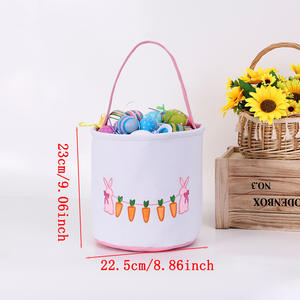 Panier à bonbons pour enfants en coton léger et moderne, avec décorations de lapin de Pâques et de carotte, cadeau de Pâques - Product Image 3
