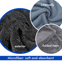 Serviette de séchage automobile en microfibre double couche 1200gsm 1400gsm, super absorbante, résistante, sans peluches, sans danger pour la peinture, personnalisable, vente en gros