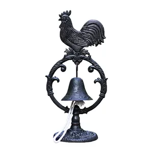Vintage Bar Decoration Accessory Cast Iron Metal Rooster Clock Hands Bell For Entrance Door Ornaments