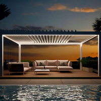 Pergola Bioclimatique Moderne Motorisée en Aluminium à Lames Rétractables, Pliante, Imperméable, avec Toit Pare-Soleil Thermolaqué pour Jardin