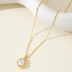 Imitation Pearl Pendant Necklace for Women Elegant Romantic Irregular Semi Baroque Design <b>Big</b> Pearl Beads Collar Wedding Jewelry - Product Image 4