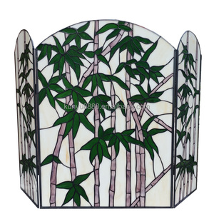 Mampara de Chimenea de Vidrio Tallado Tiffany con Diseño de Bambú Estilo Europeo de 40''*28'', Personalizada, Sólida, para Decoración de Sala de Estar o Recibidor - Product Image 5