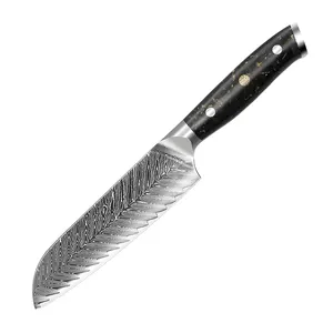 7 אינץ שארפ להב 67 שכבות דמשק santoku סכין עם G10 ידית