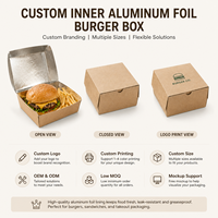 Boîte à hamburger jetable en papier doublé d'aluminium, emballage alimentaire personnalisé pour restaurant de restauration rapide