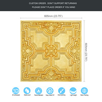 Faux étain peint PVC carreaux de plafond Design moderne PL16 doré facile à installer panneaux muraux 3D pour centre commercial salle de bain hôtel
