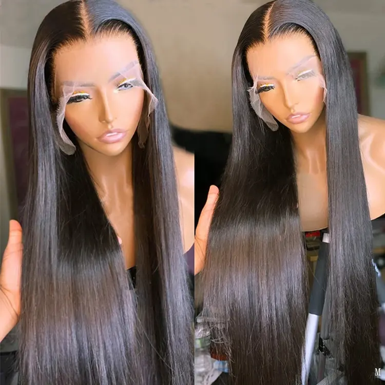 13*4 Straight Lace Wig Remy Brazilian Transparent Lace Front Human Hair Wigs Raw Virgin Straight Black Wig