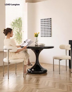 Pháp kem cổ điển đơn giản Thiết kế bàn ăn thiết lập phong cách hiện đại ngoài trời ban công Giải trí & cuộc họp bằng gỗ nước thả bảng - Product Image 3