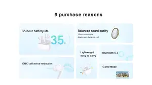 หูฟังไร้สาย Honor LCHSE X5i True Wireless รุ่น Bt 5.3 พร้อมระบบตัดเสียงรบกวน ENC หูฟัง TWS แบตเตอรี่ใช้งานได้นาน 35 ชั่วโมง สำหรับ Honor 90 - Product Image 3