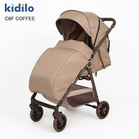 Poussette bébé pliable compacte en alliage d'aluminium Kidilo personnalisée en usine avec coussin chauffant amovible pour l'hiver, légère