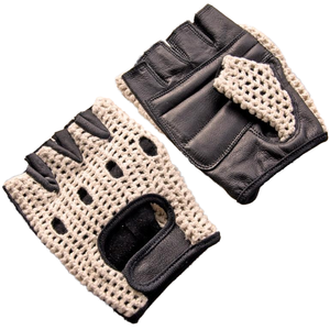 Gants de cyclisme de course demi-doigt de style vintage dos en crochet avec paume rembourrée - Product Image 1
