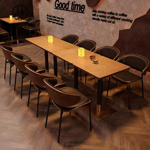 Muebles Comerciales de Asientos para Restaurante de Comida Rápida, Estilo Vintage, Cuadrados, de Madera, con Cuero Negro, Espuma de Alta Densidad, Duraderos - Product Image 5