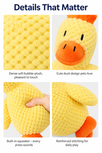 ของเล่นสุนัขตุ๊กตาเป็ดสีเหลืองมีเสียง นุ่มนิ่ม เคี้ยวได้ ทนทาน หลายขนาด ไม่มีกลิ่น ขายส่ง - Product Image 4
