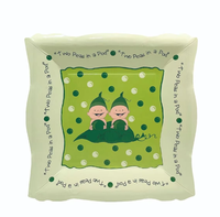 Assiettes carrées jetables en papier vert pour anniversaire d'enfants, vaisselle de fête mignonne, fournitures de fête pour bébés garçons