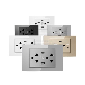Enchufe de interruptor USB estándar americano de EE. UU. Tipo <span class=keywords><strong>118</strong></span> con NFC 15A Max. Vidrio templado actual Estilo de seis orificios Tailandia y Vietnam - Product Image 1