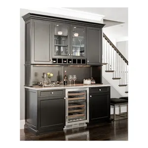 Newly designed price Black modern baking varnish craft Customized kitchen furniture Kitchen cabinet