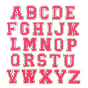 Nuevo borde plateado brillo Chenille Hot Pink Bling 6,5 cm bordado Iron-On Hot Pink Letter Patches - Product Image 2