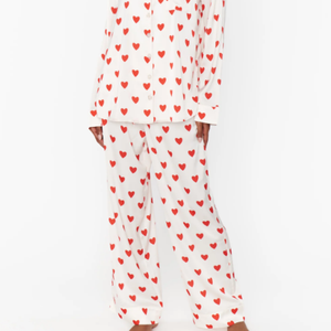 Ensemble de pyjama en satin pour femme, style populaire 2026, imprimé cœurs, vêtements de nuit et de détente luxueux et soyeux à manches longues - Product Image 5
