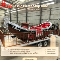 Bateau Viking Portable Certifié CE pour Enfants, Mini Bateau Pirate Monté sur Remorque, Balançoire pour Enfants à Vendre