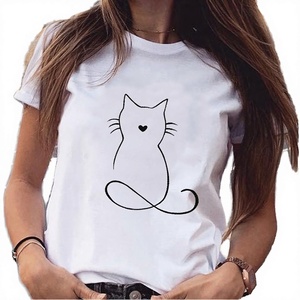 Camiseta Casual de Cuello Redondo de Alta Calidad, Corte Regular, Hombros Caídos, Estilo Lolita para Mujer, Estampado de Dibujos Animados, Transpirable - Product Image 2