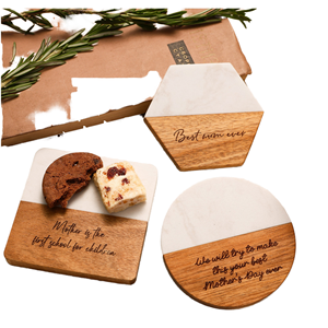 Wooden & Marble coaster <b>Set</b> of 4 Pcs Stylish Tableware home Decor Resturants <b>Dinnerware</b> Kitchenware Mats & Pads At Best Price - Product Image 1