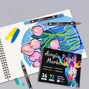 Set pennarello artistico in acrilico penne a punta Fine a doppia punta per studenti delle scuole per bambini cartoncini disegno carta per pittura artigianale - Product Image 2