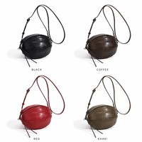 Sac bandoulière mini football en cuir de mouton tanné végétal avec logo personnalisable, pochette ovale de créateur pour femme, vente en gros