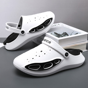 Men's Summer Thick Soled <b>Clog</b> Slippers White Non Slip Outdoor Beach Shoes 40-45 Size One Piece Molding Low Heel Sandals - Product Image 1